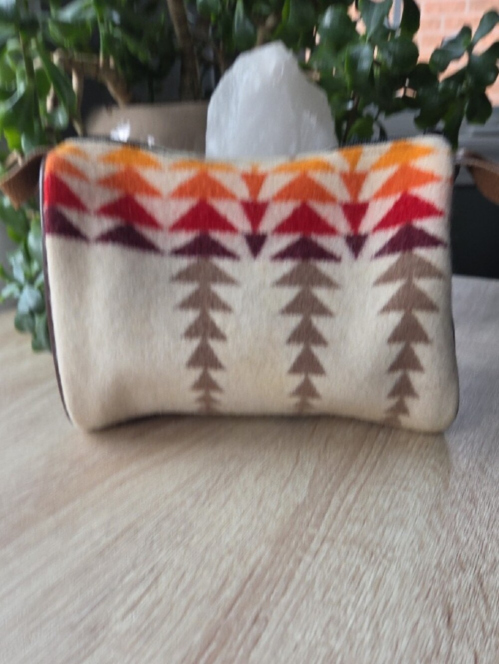 Pendleton Geometric Wool Travel Pouch in Cream, Orange & Red - Picture 7 of 9